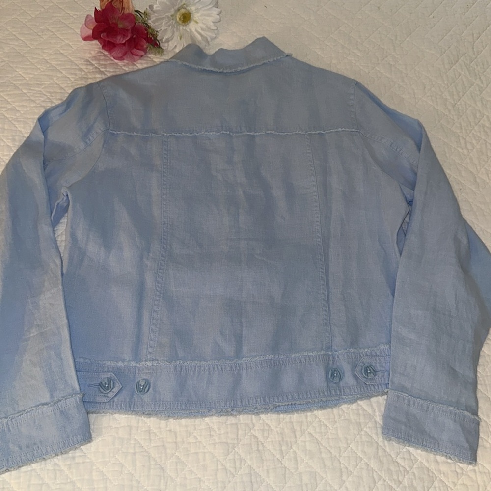 Tommy Bahama Two Palm Raw Edge Point Collar Long Sleeve Button Front Jacket - Picture 8 of 11